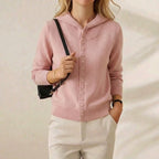 Cashmere Hoodie Cardigan with Button Detail