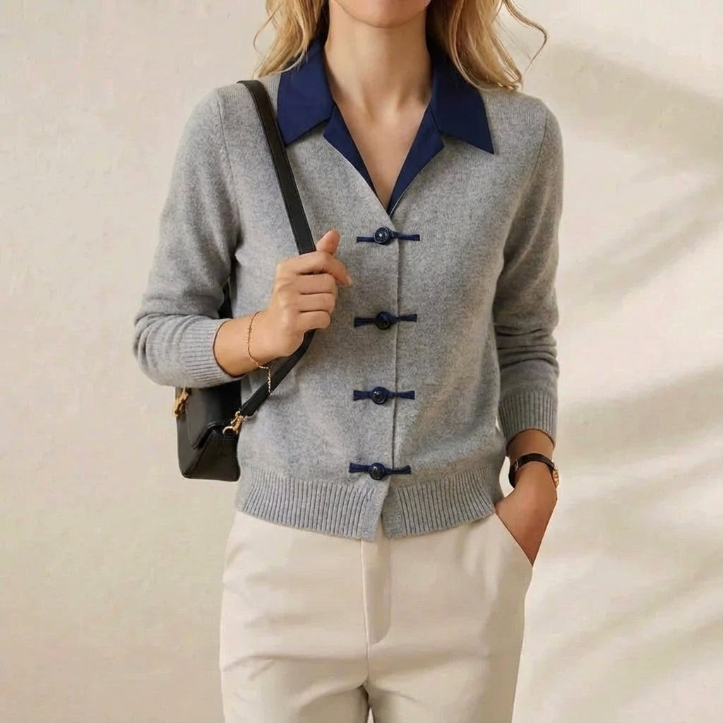 Cashmere Collared Cardigan with Toggle Buttons