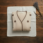 Cashmere V-Neck Cardigan with Embroidered Accents