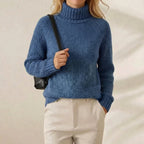 Ocean Depth Turtleneck Chunky Blue Raglan Knit Sweater