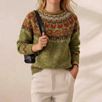 Olive Grove Harvest Fair Isle Icelandic Wool Sweater