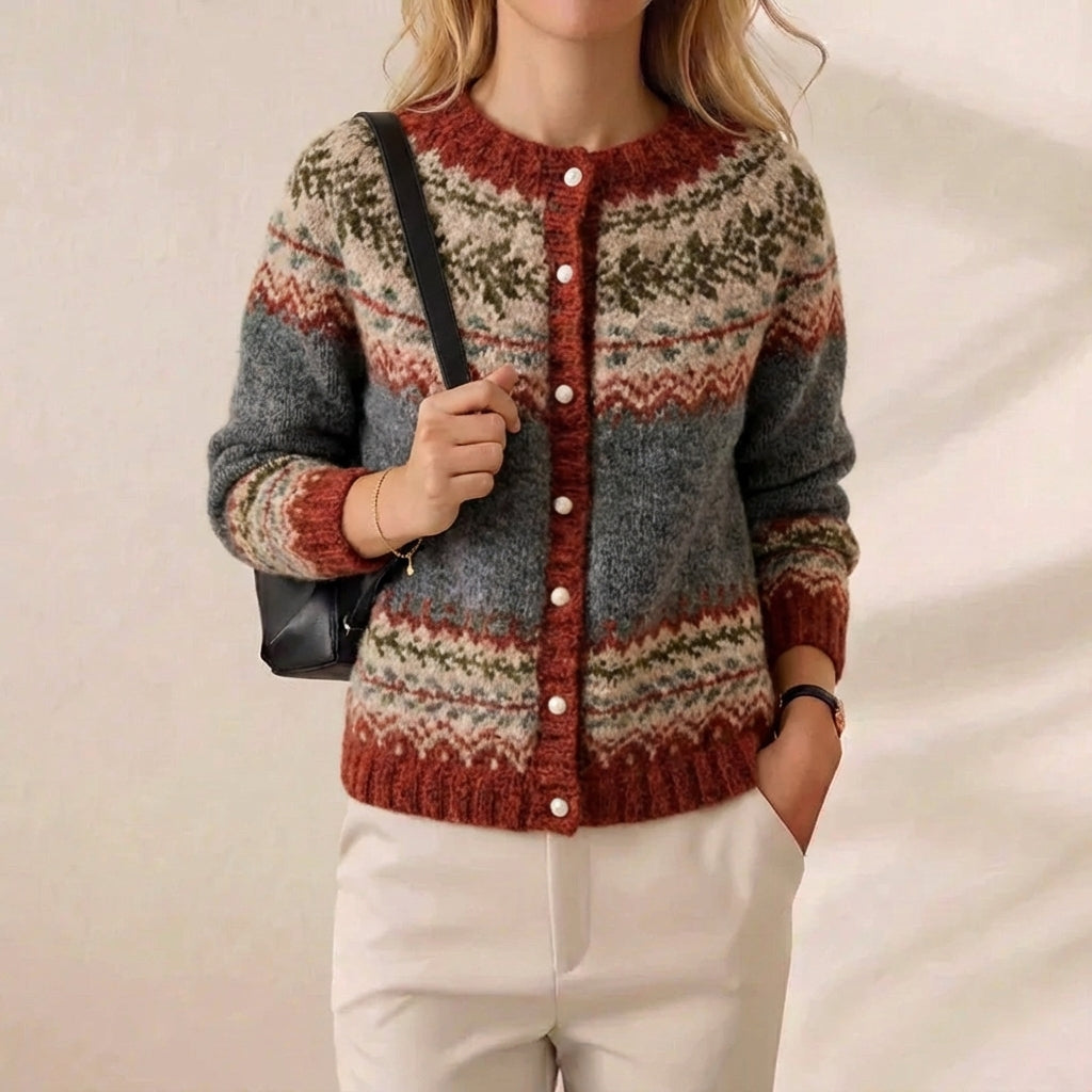 Russet & Sage Fair Isle Button Front Knit Cardigan