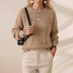 Sandstone Everyday Crewneck Camel Ribbed Knit Pullover