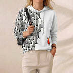School Of Fish Graphic Print Drawstring Hoodie – White