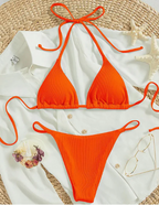 Antonella® | Blue Bikini With High Band and V-neck