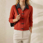 Cashmere Collared Cardigan with Toggle Buttons