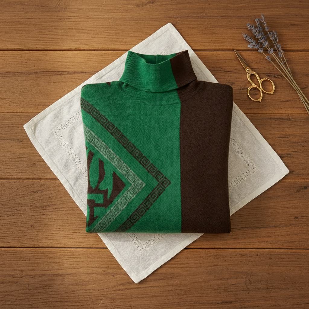 Cashmere Sweater Orange with Graphic Details