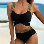 Alma® | Gold-colored Bikini With Cross-shoulder Strap and High Waist