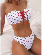 Swimwear Bikini 2 Piece Cheeky Swimsuit Slim Backless Vacation Beach Wear Heart Strapless Sleeveless Bathing Suits
