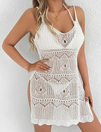 Swimwear Cover Up Swim Dress Dress Swimsuit Cut Out Vacation Beach Wear Color Halter Neck Sleeveless Bathing Suits