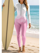 Standard Rash Guard Full Body Swimwear Dive Skin Suit Gradient Front Zip Upf50+ Uv Protection Quick Dry Long Sleeve Swimwear Swimsuit Surfing Canoeing Diving Summer