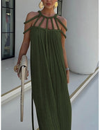 Cover Up Swimsuit Dress Cut Out Vacation Beach Wear Color Halter Neck Sleeveless Bathing Suits