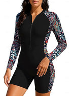Rash Guard Dive Skin Suit Bathing Suit Swimsuit Set Paisley Folk Zip Up Removable Pad Front Zip Uv Sun Protection Upf50+ Ultra Light (ul) Long Sleeve Swimwear Sun Shirt Surfing Beach Water