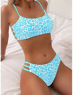 Swimwear Bikini 2 Piece Cheeky Swimsuit Backless Slim Vacation Beach Wear Leopard Strapless Sleeveless Bathing Suits