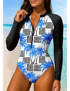 Rash Guard Zip Up Upf50+ Quick Dry Lightweight Long Sleeve Swimwear Bodysuit Surfing Beach Water Sports Summer