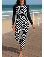 Rash Guard Full Body Swimwear Dive Skin Suit Front Zip Upf50+ Quick Dry High Elasticity Long Sleeve Swimwear Surfing Diving Snorkeling Summer