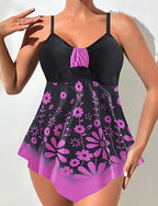 Swimwear 2 Piece Cheeky Swimsuit Backless Vacation Graphic V Neck Sleeveless Bathing Suits