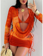 Swimwear Bikini Skirt Swimsuit Slim Backless Vacation Beach Wear Color Halter Neck Sleeveless Long Sleeve Bathing Suits