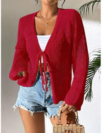 Swimwear Cover Up Rash Guard Swimsuit Tie Front Cut Out Vacation Beach Wear Plain V Neck Long Sleeve Bathing Suits