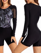 Rash Guard One Piece Swimsuit Printed Front Zip Uv Sun Protection Upf50+ Quick Dry Long Sleeve Swimwear Bathing Suit Surfing Beach Water Sports Summer