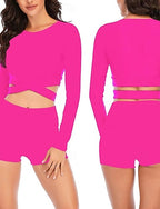 Tankini Two Piece Swimsuit Swimwear Swimwear Black Blue Breathable Quick Dry Long Sleeve - Swimming Surfing Snorkeling Summer