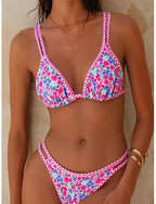 Swimwear Bikini 2 Piece High Cut Swimsuit Slim Backless Vacation Beach Wear Polka Dot V Neck Sleeveless Bathing Suits