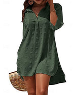 Swimwear Cover Up Swim Dress Dress Swimsuit Ruched Vacation Beach Wear Plain V Neck Sleeveless Bathing Suits