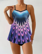 Tankini Two Piece Swimsuit V Neck Swimwear Swimwear Yellow Royal Blue Breathable Quick Dry Lightweight Sleeveless - Swimming Surfing Beach Summer Spring