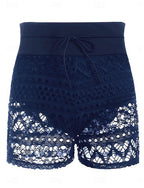 Swimwear Swim Shorts Stretchy Boxer Shorts High Waist Swimsuit Cutout Drawstring Lace Vacation Beach Wear Color Sleeveless Bathing Suits