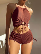 Swimwear Bikini 2 Piece Swimsuit Backless Beach Wear Summer Color Halter Neck Sleeveless Bathing Suits