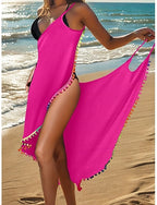 Swimwear Cover Up Swimdresses Dress Swimsuit Ruched Backless Vacation Beach Wear Color V Neck Sleeveless Bathing Suits