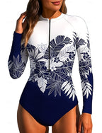 Rash Guard Dive Skin Suit Bathing Suit Athletic Swimwear Tropical Zip Up Upf50+ Quick Dry Lightweight Long Sleeve Swim Shirt Surfing Beach Water Sports Summer