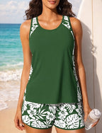 Ruched Tankini Bathing Suit 2 Pieces Uv Protection Elastic Sleeveless Swimwear Surfing Diving Swimming Summer