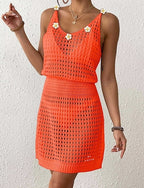Swimwear Cover Up Swim Dress Swimsuit Cut Out Vacation Beach Wear V Neck Sleeveless Bathing Suits