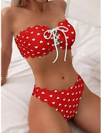 Swimwear Bikini 2 Piece Cheeky Swimsuit Slim Backless Vacation Beach Wear Heart Strapless Sleeveless Bathing Suits