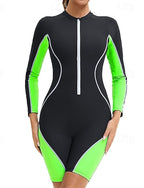 Rash Guard Bathing Suit One Piece Swimsuit Patchwork Zip Up Uv Sun Protection Upf50+ Long Sleeve Swimwear Surfing Swimming Summer