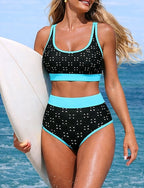 Regular Bikini Sets Bathing Suit 2 Pieces Color-blocking Uv Protection Elastic Sleeveless Swimwear Swimsuit Surfing Diving Swimming Summer