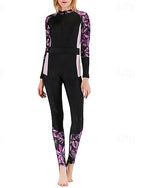 Rash Guard One Piece Swimsuit Printed Front Zip Quick Dry Lightweight Breathable Long Sleeve Bodysuit Bathing Suit Surfing Beach Water Sports Summer