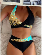 Bikini 2 Piece Swimsuit High Waist Stylish Ombre Graphic Sleeveless Bathing Suits