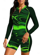 Rash Guard Dive Skin Suit Bathing Suit Swimsuit Set Abstract Zip Up Removable Pad Front Zip Uv Sun Protection Upf50+ Ultra Light (ul) Long Sleeve Swimwear Sun Shirt Surfing Beach Water Sports