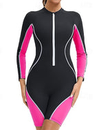 Rash Guard Bathing Suit One Piece Swimsuit Patchwork Zip Up Uv Sun Protection Upf50+ Long Sleeve Swimwear Surfing Swimming Summer