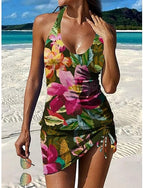 Swimwear One Piece Skirt Swimsuit Vacation Graphic Sleeveless Bathing Suits