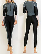 Full Body Rash Guard Dive Wetsuit One Piece Swimsuit Color-blocking With Built in Bra Uv Protection Long Sleeve Diving Suit Surfing Canoeing Snorkeling Winter
