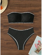 Swimwear Bikini 2 Piece Cheeky Swimsuit Slim Backless Vacation Beach Wear Color Strapless Sleeveless Bathing Suits