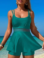 Tankini Two Piece Swimsuit Racerback Swimwear Colored Swimwear Black White Breathable Quick Dry Lightweight Sleeveless - Swimming Surfing Beach Summer Spring