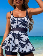 Tankini Two Piece Swimsuit Racerback Swimwear Colored Swimwear Black White Breathable Quick Dry Lightweight Sleeveless - Swimming Surfing Beach Summer Spring