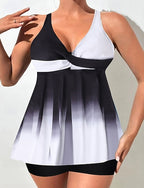 Swimwear 2 Piece Shorts Swimsuit Backless Vacation Beach Wear Graphic V Neck Sleeveless Bathing Suits