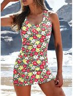Swimwear Tankini 2 Piece Skirt Swimsuit 3d Vacation Beach Wear Graphic Scoop Neck Sleeveless Bathing Suits