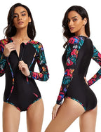 Rash Guard Swimsuit Front Zip Uv Sun Protection Upf50+ Quick Dry Long Sleeve Bodysuit Bathing Suit Surfing Beach Water Sports Summer