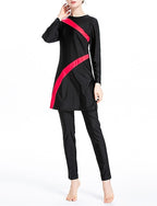 Burkini Hijab Swimsuit Patchwork 3-piece Modest Swimwear Spandex Full Coverage Upf50+ Long Sleeve Bathing Suit Surfing Beach Water Sports Summer